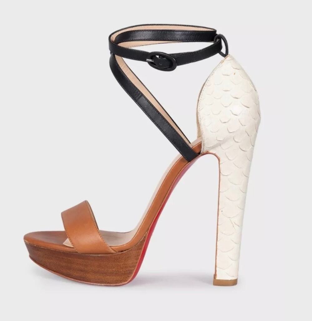 Christian Louboutin Python Leather High-Heel Sandals 38.5 EU
